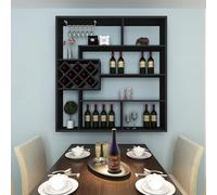 Botellero industrial montado en la pared con soporte de vidrio, estante flotante para almacenamiento de licor, perfecto para sala de estar y cocina