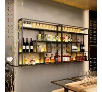 Botellero Industrial Montado En La Pared, Moderno Botellero Industrial de Metal Para Vino, Barra de Hierro, Estante Para Licores, Expositor de Botellas Para Barra de Cocina (BLACK, 300*20*120cm)