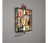 Botellero industrial montado en la pared, soporte de metal para botellas con almacenamiento de vidrio, solución de ahorro de espacio para decoración del hogar, cocina, bar y restaurante