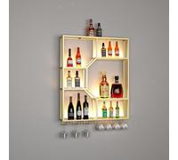 Botellero industrial montado en la pared, soporte de metal para botellas con almacenamiento de vidrio, solución de ahorro de espacio para decoración del hogar, cocina, bar y restaurante