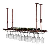 Botellero industrial redondo colgante vintage para botellas de vino de techo invertido con brazo, perfecto para cocina y bar, organizador de vino que ahorra espacio.