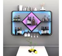 Botellero LED montado en la pared con diseño industrial para almacenamiento y exhibición de bar en el hogar