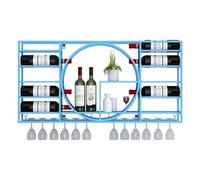 Botellero Moderno de Pared con Estante para Botellas de Licor, minibar y Mueble de café esquinero en Azul, 100 x 11 x 52 cm