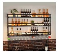 Botellero Moderno Montado En La Pared Con Luz Led, Botella De Vino De Metal Y Estante Para Vidrio, Soporte De Exhibición De Hierro, Soporte Para Vino Con Estantes Para B,Black-3 layers-100x25x90cm