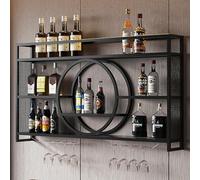 Botellero Montado En La Pared, Botellero Colgante De Metal Industrial Con Soporte Para Copas De Vino, Almacenamiento De Gran Capacidad, Botelleros Colgantes De Pared Para Botellas De Vino Y Cristale