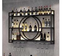 Botellero montado en la pared con soporte para copas - Diseño redondo industrial para cocina, comedor y bar