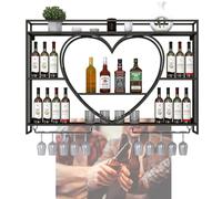 Botellero montado en la pared con soporte para copas, estante para bar, estante para vinos de pared moderno, hecho de hierro, soporte para botellas de metal, estantes para barras de exhibición para