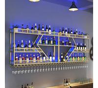 Botellero Montado en la Pared,Unidad De Barra Estantes,la Pared Con Portavasos De Vidrio,de Vino Colgante De Hierro De Estilo Simple,para Colgar Botellero De Pared,para Cocina Bar Comedor ( Color : Go