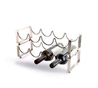 Botellero para 4 botellas de vino que se pueden superponer en un nivel de mesa de metal para evitar que la barra de desplazamiento de botellas se aplique al gabinete moderno minimalista estante de