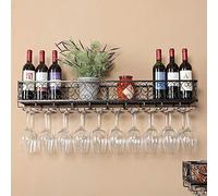 Botellero para colgar en la pared de la cocina, soporte para botellas de vino, soporte para copas de vino boca abajo, estante creativo para vino, negro, 30 x 25 cm