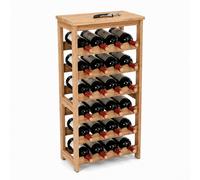 Botellero para vino 24 botellas, estante de bar en madera de nogal
