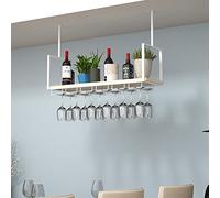 Botellero para vinos montado en el techo flotante suspendido para copas de vino, estante europeo colgante para cocina, bar, soporte decorativo, estante de almacenamiento para decoración del hogar