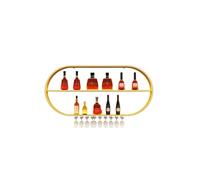 Botellero Pared，muebles Bar for Salon，modern Metal Wall Mounted Wine Display Rack，estantes Flotantes Montados En La Pared Con Tira De Luz Led，estantes De Botellas Colgantes En La Pared(Gold,190cm/74.9