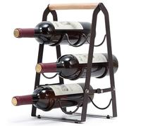 Botellero, Plegable Botellero Encimera, Capacidad para 6 Botellas De Vino, MetáLico, para Armario, Despensa, Bar Y Mesa