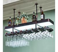 Botellero portátil con Soporte para Copas, Mueble para licores con iluminación LED, estantes de Pared para Bar, decoración y Almacenamiento, Estante de Esquina para Cocina, exposit