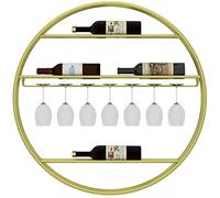 Botellero redondo de metal montado en la pared para botellas con copas de cristal, diámetro de 90 cm
