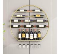 Botellero redondo montado en la pared con soporte de cristal, estante flotante para exhibición de botellas de licor, ideal para cocina y sala de estar