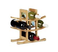Botellero Relaxdays de bambú, para 9 botellas estándar, diseño original, independiente, 4,5 x 30 x 30 cm, natural