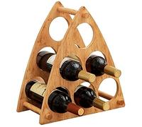 Botellero triangular independiente montado en la pared con organizador, apilable, estante de vino de madera para 6 botellas, estante modular de vino robusto para cocina u hogar, 36