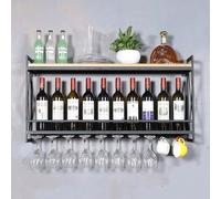 Botellero vino Estantes for vino de hierro montados en la pared, Unidad de barra flotante estante de exhibición de botellas de licor, para decoración de bar, sala de estar(Black,100X20X52cm/39.4*7.9*2