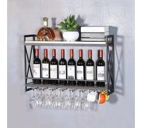 Botellero vino Estantes for vino de hierro montados en la pared, Unidad de barra flotante estante de exhibición de botellas de licor, para decoración de bar, sala de estar(Black,80X20X52cm/31.5*7.9*20