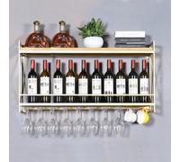 Botellero vino Estantes for vino de hierro montados en la pared, Unidad de barra flotante estante de exhibición de botellas de licor, para decoración de bar, sala de estar(Gold,100X20X52cm/39.4*7.9*20