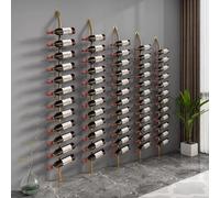 Botellero Vino Pared, estantería metálica para vinos de 12 Niveles, Altura 185cm, Sostenedor Negro del Almacenaje del Vino, para Cocina, Comedor, Bar, Bodega (Oro, Dos filas-24 Botellas)