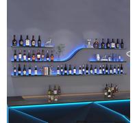 Botellero vino pared moderno con luz LED,estante metal para barra pared,soporte almacenamiento con soporte para vasos, soporte colgante grande para licores para botellas licor para hogar, bar, comedor