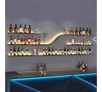 Botellero vino pared moderno con luz LED,estante metal para barra pared,soporte almacenamiento con soporte para vasos, soporte colgante grande para licores para botellas licor para hogar, bar, comedor