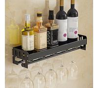 Botellero Vino Pared Vertical, Botella De Vino De Vidrio Estantes Flotantes Con Colgador De Copas Plantas Modernas Fotos Vino Soporte De Almacenamiento De Pantalla ( Color : /Black , Size : 50cm )