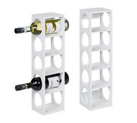 Relaxdays Pack 2 Botelleros Vino Bambú, Estanterías 5 Botellas Tinto, 53 x 14 x 12cm, Vertical, de Pie, Vinoteca, Blanco