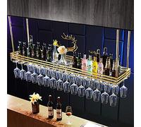 Botelleros colgantes para techo, Estante colgante for copas de vino y botellas, dorado, varios tamaños