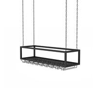 Botelleros colgantes para techo, Estante for copas y botellas de vino for colgar en el techo, altura ajustable, multicolor, varios tamaños(Black,80x25x20cm/31x9.8x7.8in)