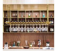 Botelleros de Metal Vintage, Altura Ajustable, Soporte de Vino de Oro para el Techo Copas de Stemware, Estante de Copa de Vino de Hierro Colgante, para Bares Hogar Cocinas Restaurante (Size