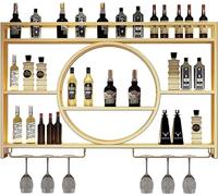 Botelleros de pared, botellero de bar, soporte de pared para copas de champán, portabotellas de hierro multifuncional, estante para copas de vino, estantes de bar para botellas de licor, para decoraci
