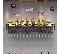 Botelleros De Pared Con Soporte Para Copas, Estantes Flotantes Para Unidades De Barras, Soporte De Exhibición Para Botellas De Vino De Hierro, Estante Para Copas Colgante Simple Para Decoración Del