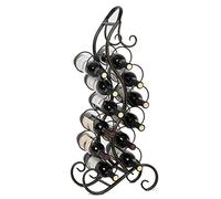 Botelleros de vino para 12 botellas de vino y un marco de suelo independiente para botellas de vino de metal para evitar que rueden elegante estante de vino de estilo francés (color: negro Tamaño: 84