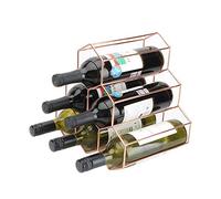 Botelleros para 6 botellas, repositorio moderno de metal y escritorio, elegante estante de vino de estilo francés (color: rosa, tamaño: 27 x 28 x 21 cm)