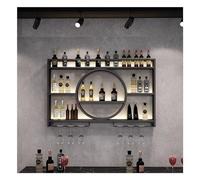 Botelleros redondos industriales colgantes, botellero montado en la pared con luz LED, estante de exhibición de vino de metal moderno, soporte para copa de vino para decoración del hogar, cocina,