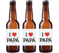 Botellín de Cerveza I Love Papá Pack Cervezas Regalo Día del Padre para Padres (3 Botellines)