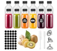 Botellitas Pequeñas para Rellenar 60 ml, 12 Botellas de Cristal para Shots | 12 botecitos de cristal pequeños de 60 ml, con tapas herméticas, 3 embudos, 40 etiquetas, bolígrafo y cepillo de limpieza