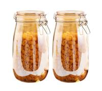 Botes Cocina Almacenaje Juego De 2 Tarros De Cristal De Boca Ancha Con Tapas Abatibles, Recipiente Hermético For Conservar Tarros De Almacenamiento(1500ml)