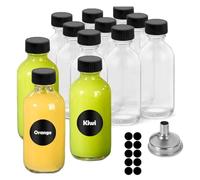 Botes Cristal Pequeños,12pcs Mini Botella Cristal,60ml Frascos De Vidrio Con Tapa,Shots Botellitas,Botellitas Pequeñas Para Rellenar,Reutilizable pour Jugo,Jugo Jengibre