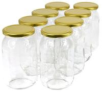 Botes de 900 ml con tapa dorada, tarro para conservas, cristal, Menge: 24 Stück