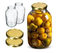 Botes de conservación KADAX, 5 L, botes de conservación para tapas roscadas, botes de mermelada, tarro de almacenamiento, tarro de conservación, botes redondos (dorados, paquete de 2)