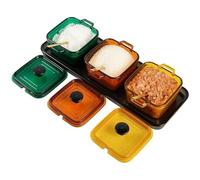 Botes para Condimentos, Juego De Recipientes De Plástico Para Condimentos Con Tapa, Cuchara Y Bandeja, Conjunto De Sazonadores, Recipiente Para Especias De Cocina, Azucarero Especias para Condimentos