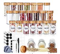 Botes Para Especias 24 x 120 ml, Forma Redondo Con Tapa de Bambú, Agitador, Embudo, Etiqueta y Tiza