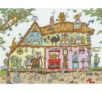 Bothy Threads Kit de punto de cruz contado, cabaña de gato