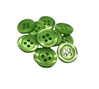 Botiboton - 50 Botones imitación nacar - 5 medidas y 11 colores a escoger - con 4 agujeros de 2 mm - Fabricado y Enviado desde España - color Verde Vivo, medida 12 mm)