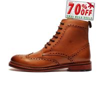 Woodland Brampton Hombre Elegante Informal Moda Cordones Calado Botines Marrón